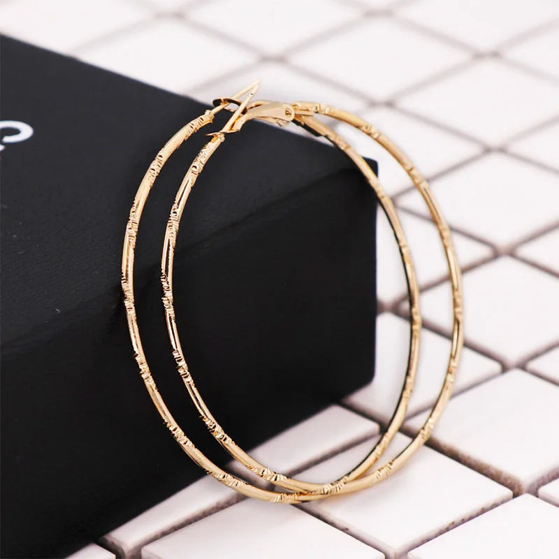 New Fashion Sliver Gold Color Big Hoop Earrings Hoops Bohemian Earrings Large Circle Hoop Earrings For Women Party Jewelry