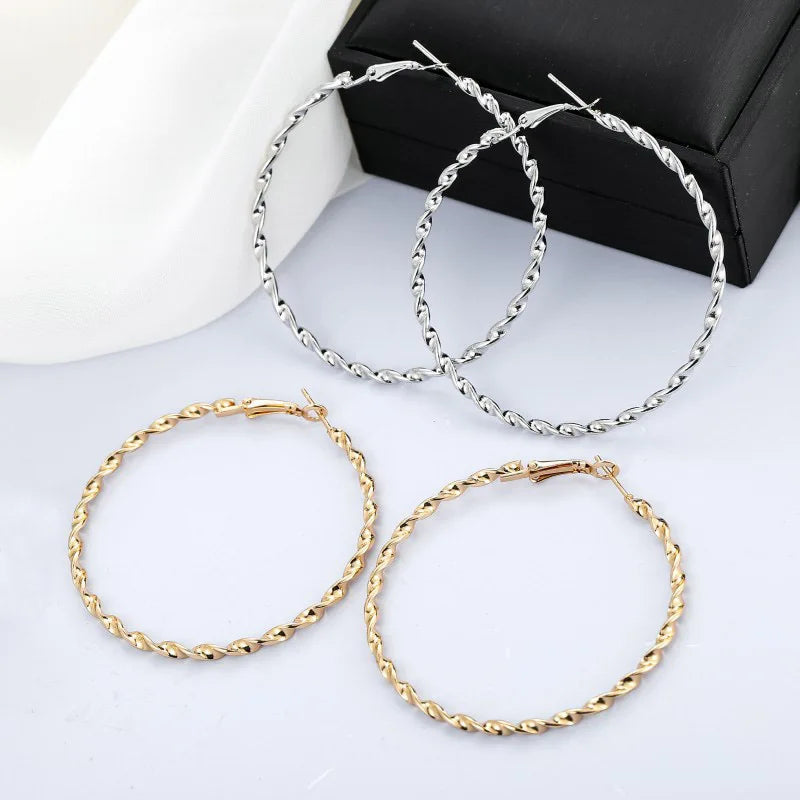 New Fashion Sliver Gold Color Big Hoop Earrings Hoops Bohemian Earrings Large Circle Hoop Earrings For Women Party Jewelry