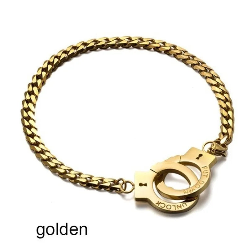 New Product Creative Design Fashion Handcuffs Bracelet Hip-Hop Style Men and Women Rock Party Jewelry Gifts