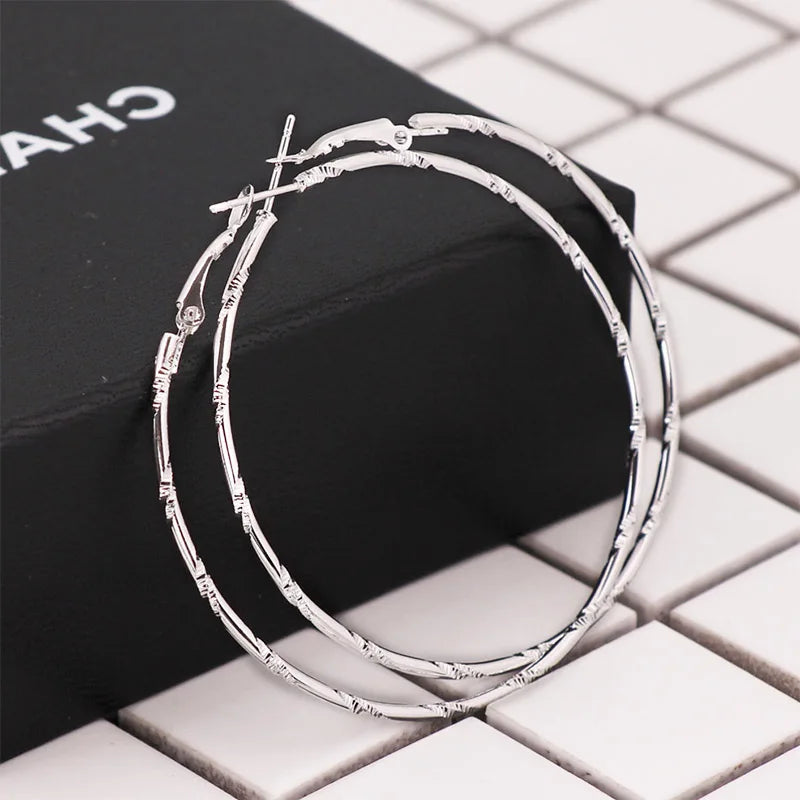 New Fashion Sliver Gold Color Big Hoop Earrings Hoops Bohemian Earrings Large Circle Hoop Earrings For Women Party Jewelry