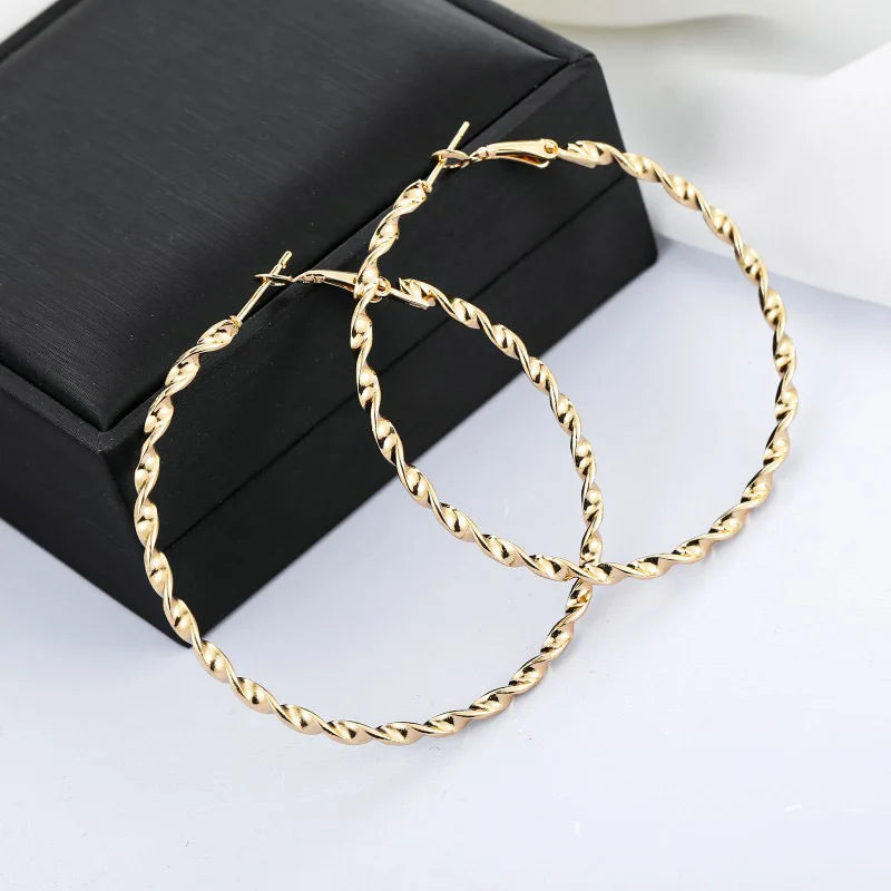 New Fashion Sliver Gold Color Big Hoop Earrings Hoops Bohemian Earrings Large Circle Hoop Earrings For Women Party Jewelry