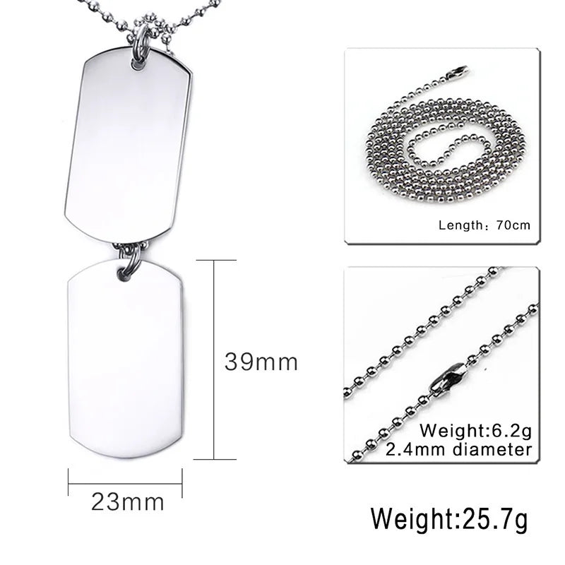 Vnox Stainless Steel Double Dog Tag Necklace for Men High Polished Pendant ID Men Jewelry 24" Chain Necklace