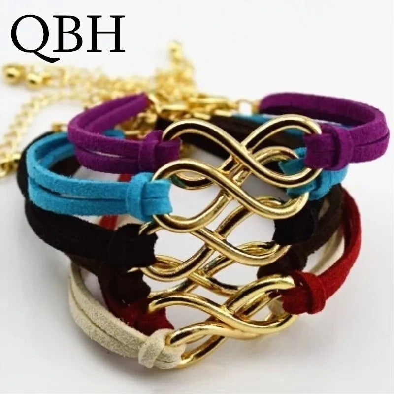 Hot Boho Punk Bijoux Fashion Vintage Infinity 8 Leather Bracelets For Women Gift Wholesale Bangles Men Jewelry Pulseras