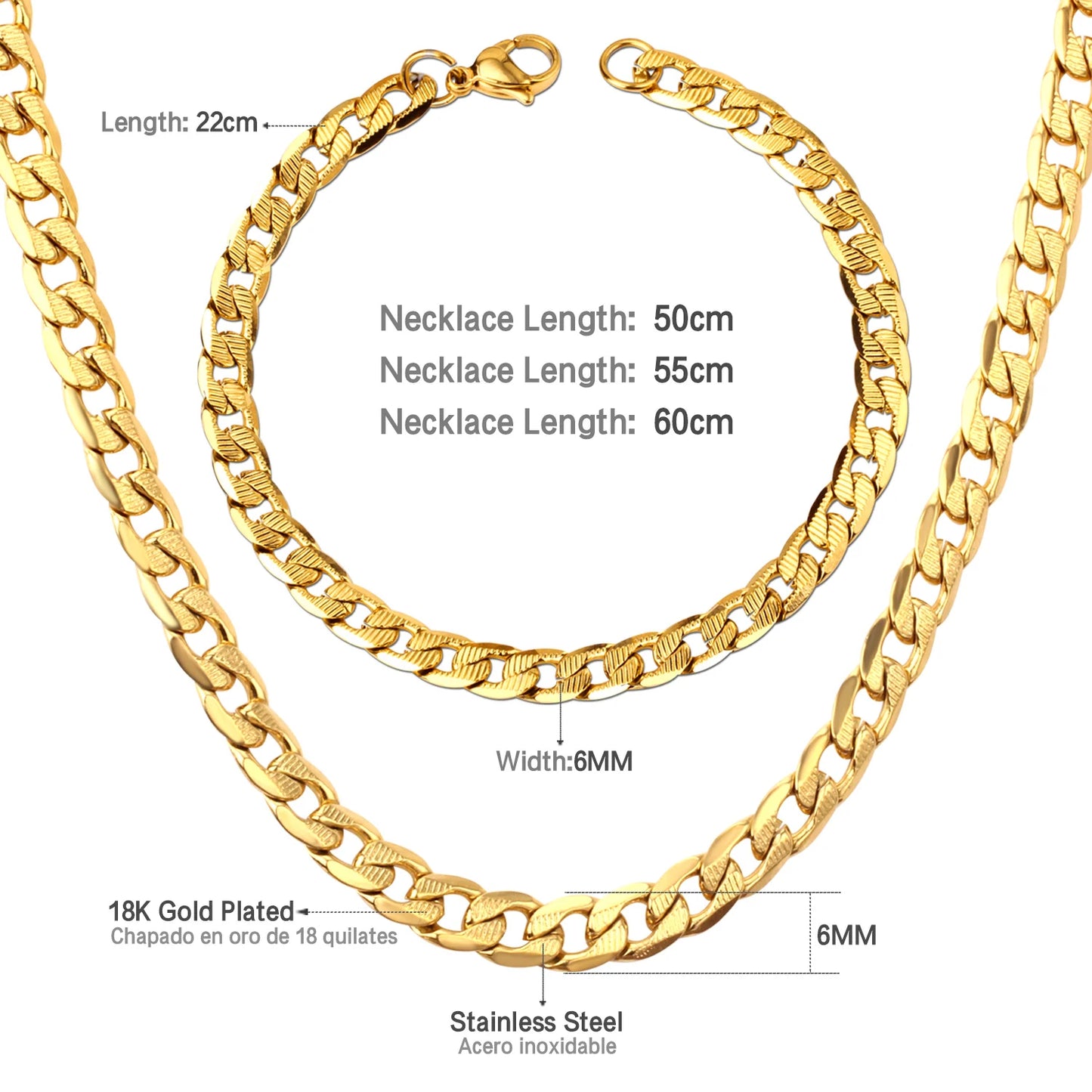 LUXUKISSKIDS New Trendy Bracelet Necklace Men Jewelry Set Gold Color Chain Necklace Bracelet African Dubai Jewelry Sets