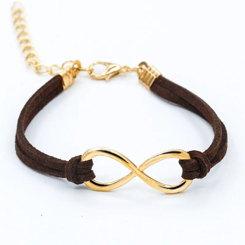 Hot Boho Punk Bijoux Fashion Vintage Infinity 8 Leather Bracelets For Women Gift Wholesale Bangles Men Jewelry Pulseras