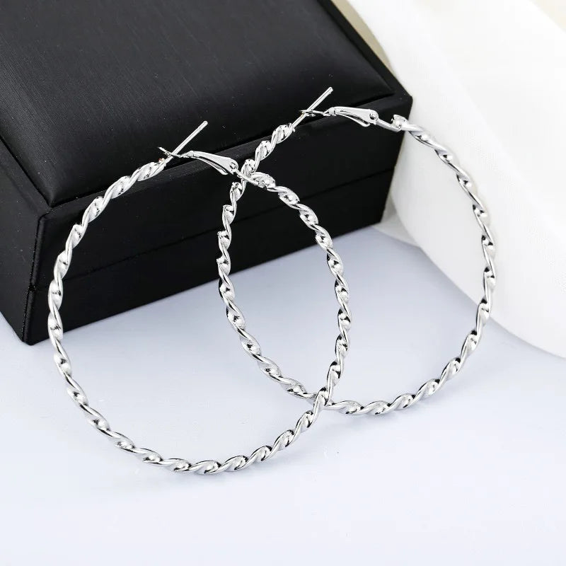 New Fashion Sliver Gold Color Big Hoop Earrings Hoops Bohemian Earrings Large Circle Hoop Earrings For Women Party Jewelry