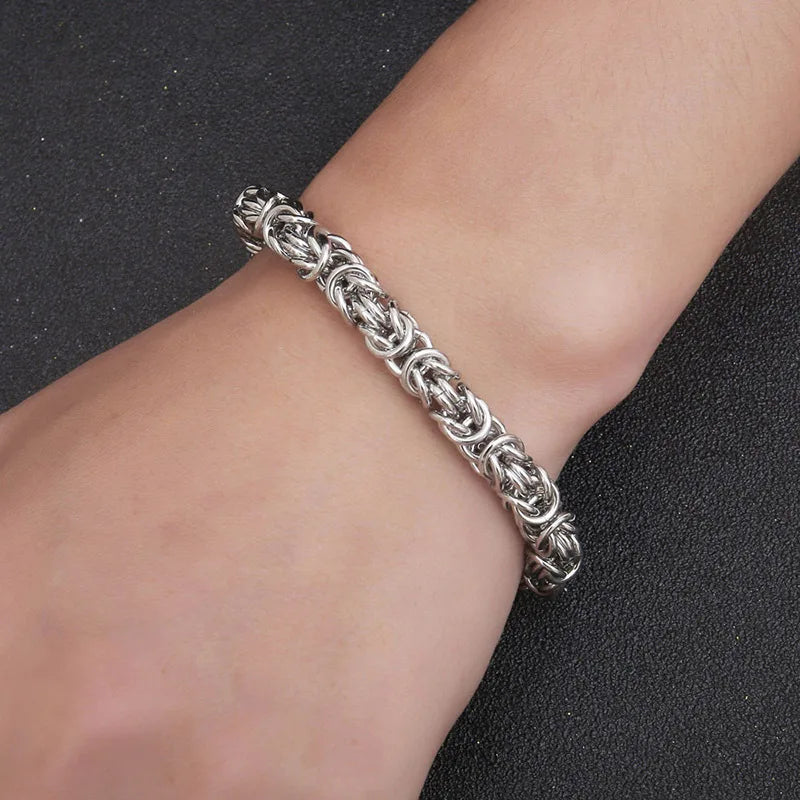 2022 New 316L Stainless Steel Byzantine Emperor Chain Bracelet for Men Women Polished Miami Cuban Smooth Kpop Jewelry Gift DIY