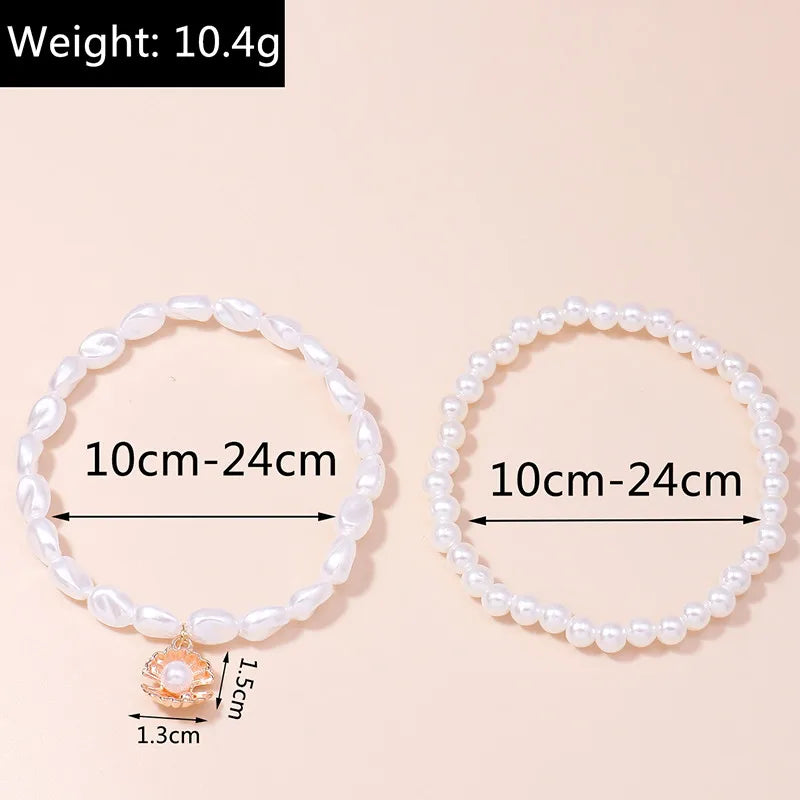 Aihua Hot Bohemia Simple Pearl Shell Anklet Chain for Women Classic Ankle Bracelet On Leg Foot Trendy Summer Beach Jewelry Gifts