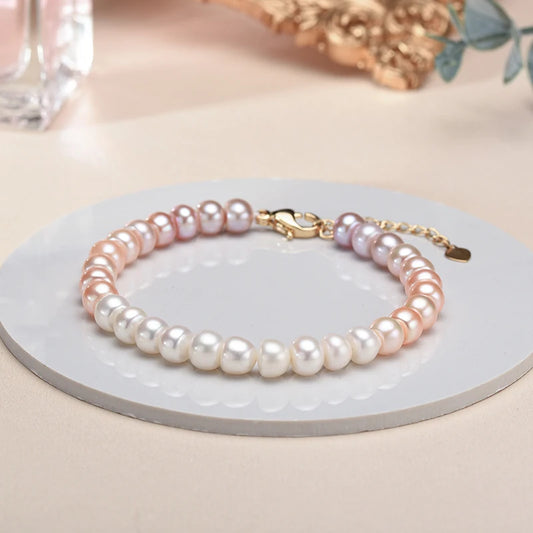 100% Real Freshwater Cultured Pearl Bracelet for Women Girl Gift, Colorful Women Pearl Bracelet, Jewelry Bracelets