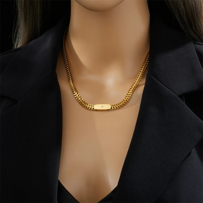 DIEYURO 316L Stainless Steel Gold Color Thick Chains Necklace For Women New Punk Girls Personality Hip Hop Choker Jewelry Gifts