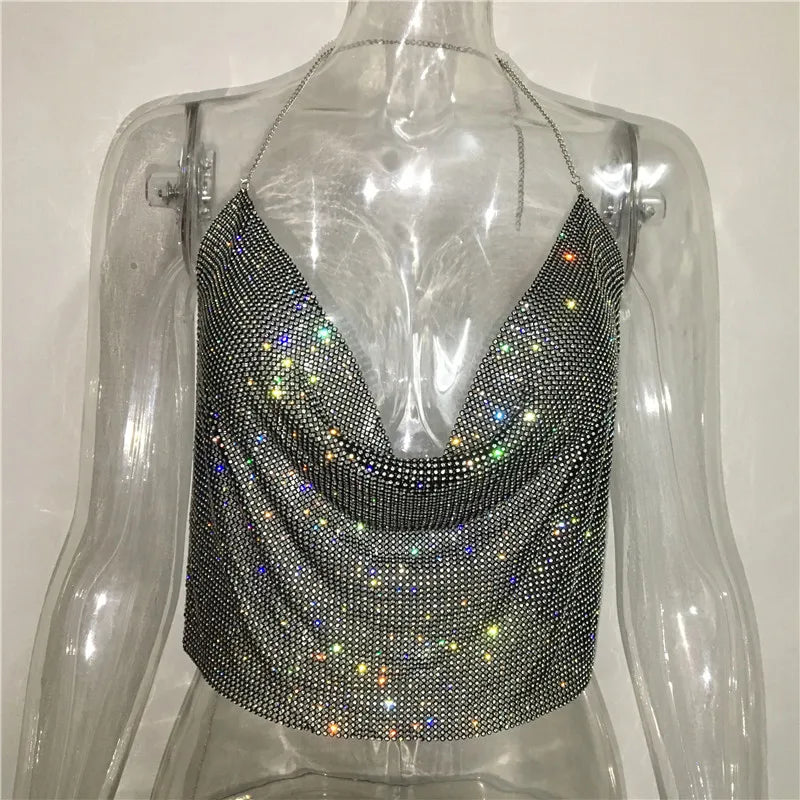 Women's Rhinestone Rhinestone Vest Sexy Party Nightclub Spicy Girls' Rhinestone Top Strap