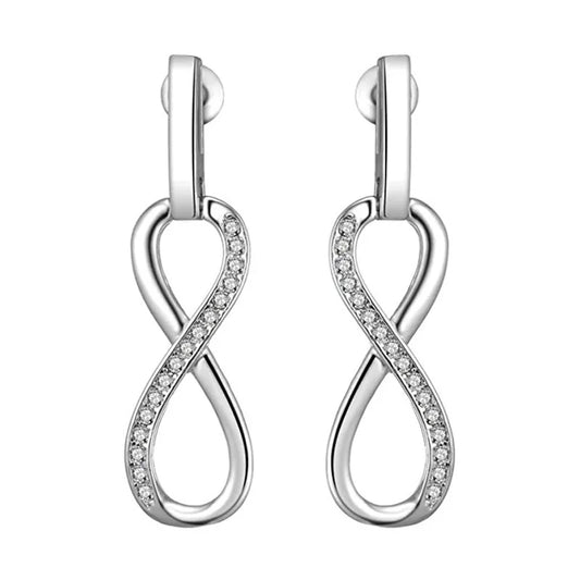 Romantic Female Earrings 925 Sterling Silver Love Eternal Infinity Earrings for Women Symbol 8 Shaped Twisted Long Ear Jewelry