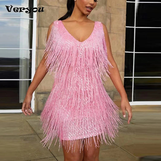 2022 New Sexy Sequins Strap Dress Women Fashion Sexy Stitching Mini Dresses Ladies Evening Party Club Elegant Dress