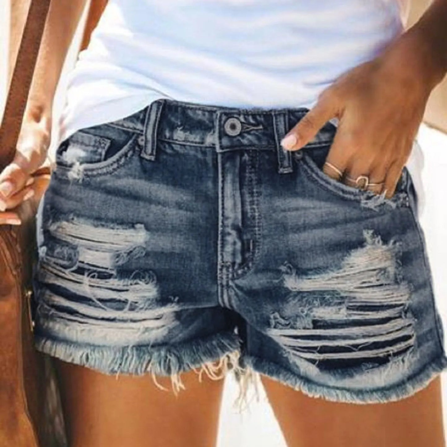 Summer Shorts Jeans For Women Sexy Jeans High Waist Slim Hole Shorts Pants Old Broken Style Denim Jeans Pantalones De Mujer