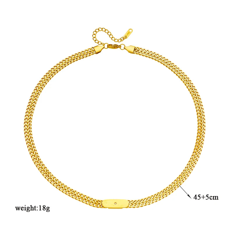 DIEYURO 316L Stainless Steel Gold Color Thick Chains Necklace For Women New Punk Girls Personality Hip Hop Choker Jewelry Gifts