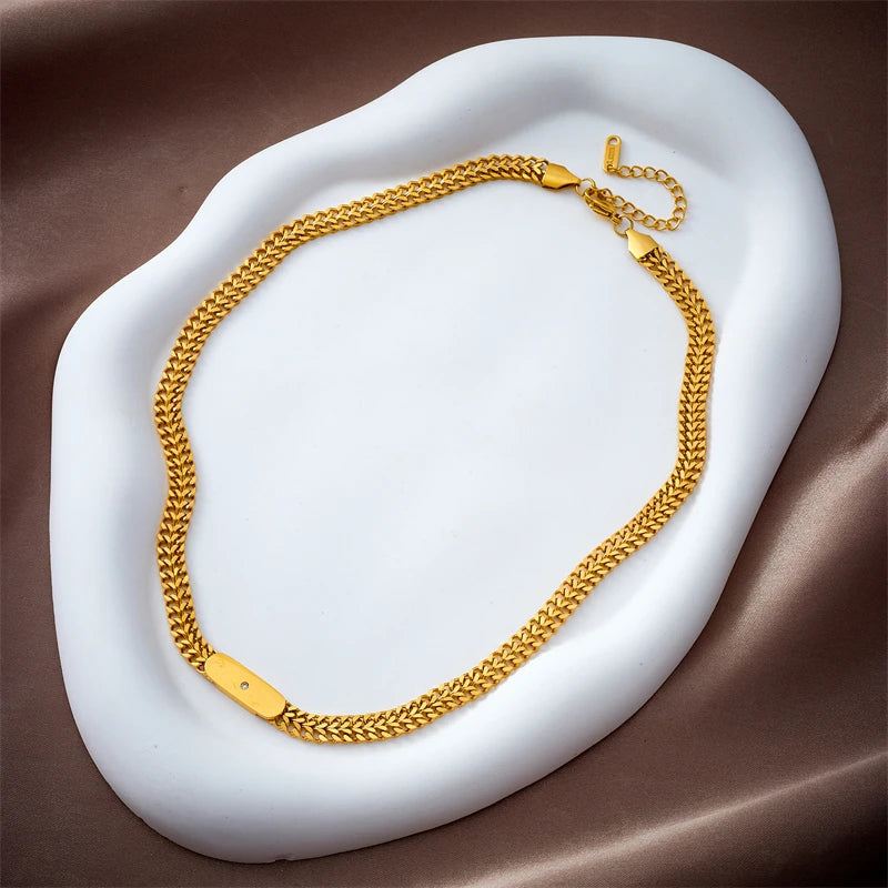 DIEYURO 316L Stainless Steel Gold Color Thick Chains Necklace For Women New Punk Girls Personality Hip Hop Choker Jewelry Gifts