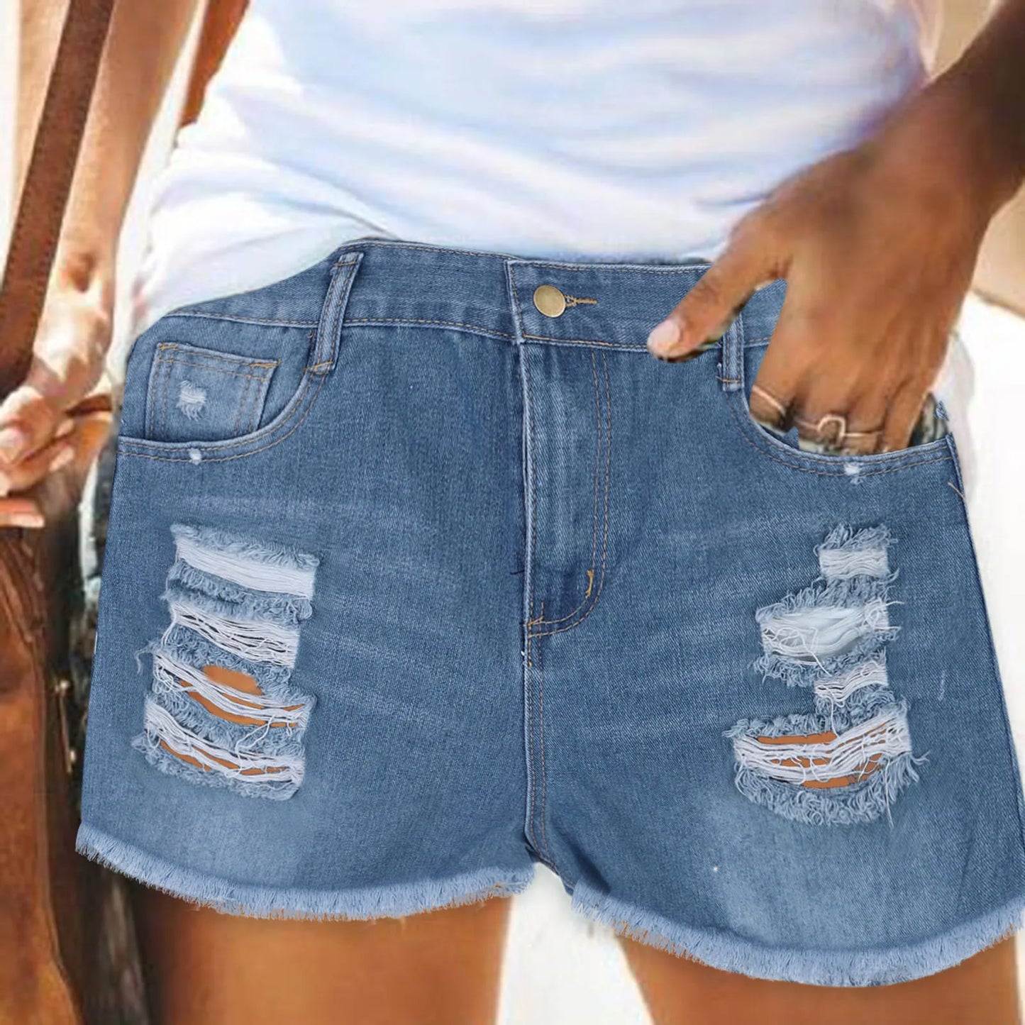 Summer Shorts Jeans For Women Sexy Jeans High Waist Slim Hole Shorts Pants Old Broken Style Denim Jeans Pantalones De Mujer