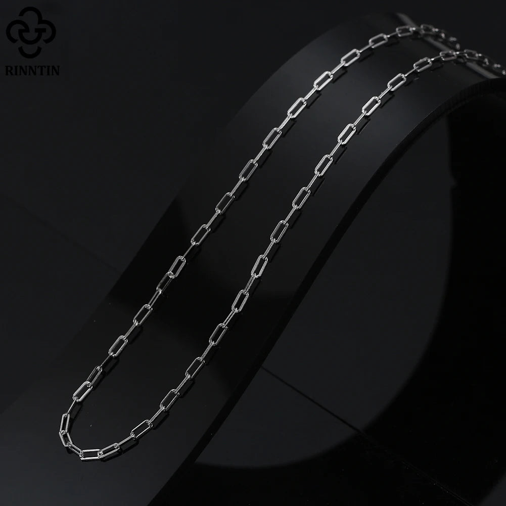 Rinntin 925 Sterling Silver Italian 1.8x4.2mm Paperclip Chain Necklace for Women Dainty Basic Neck Chain Jewelry Gift SC64