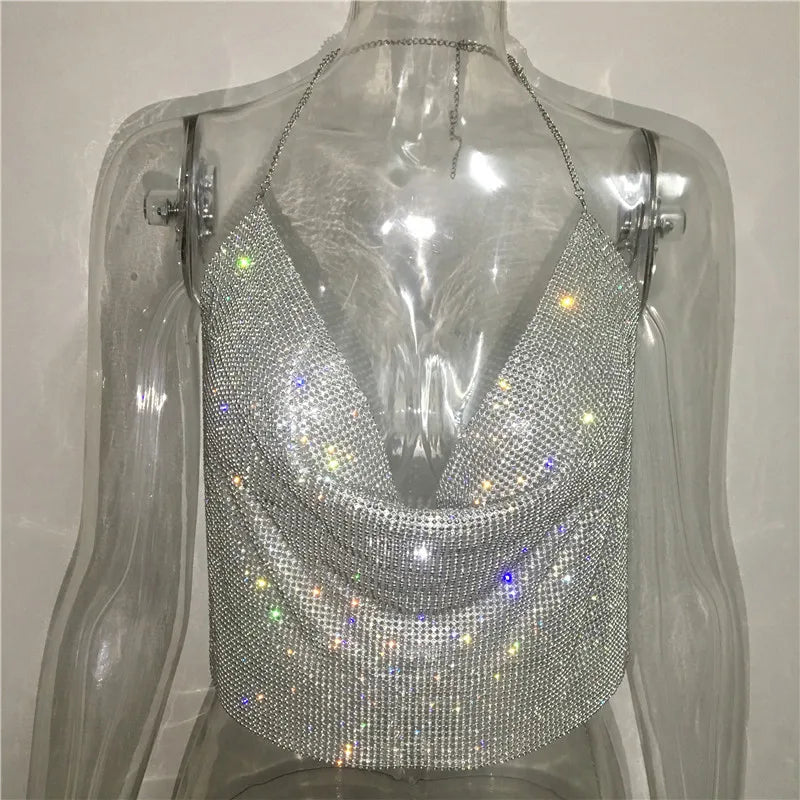 Women's Rhinestone Rhinestone Vest Sexy Party Nightclub Spicy Girls' Rhinestone Top Strap