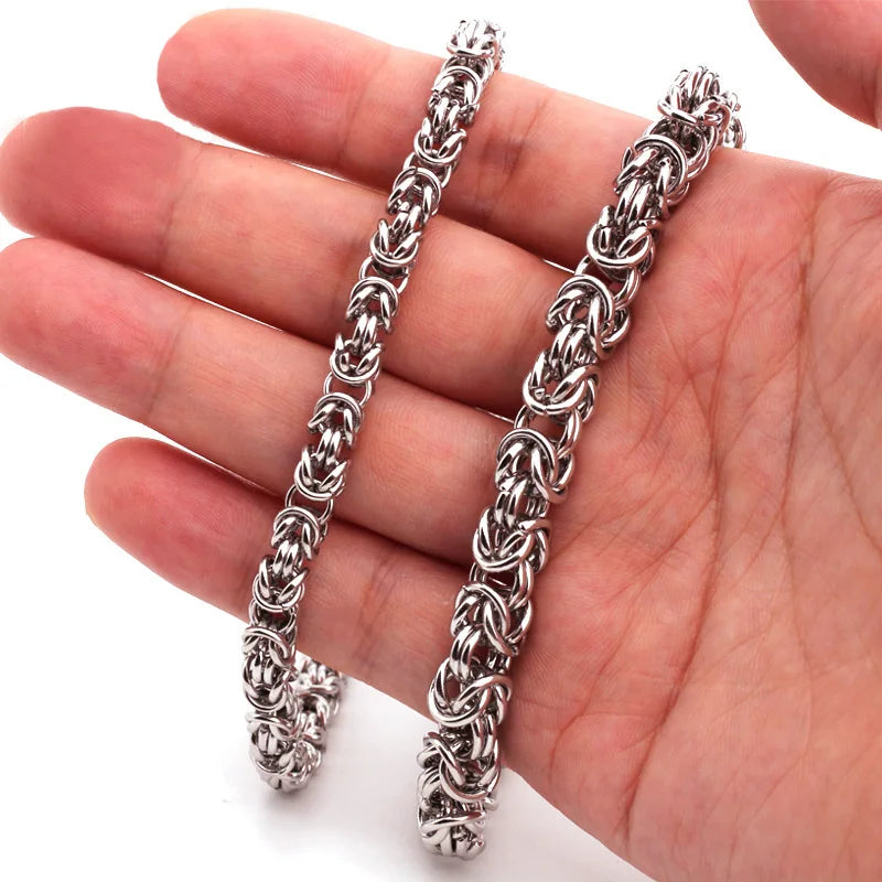 2022 New 316L Stainless Steel Byzantine Emperor Chain Bracelet for Men Women Polished Miami Cuban Smooth Kpop Jewelry Gift DIY