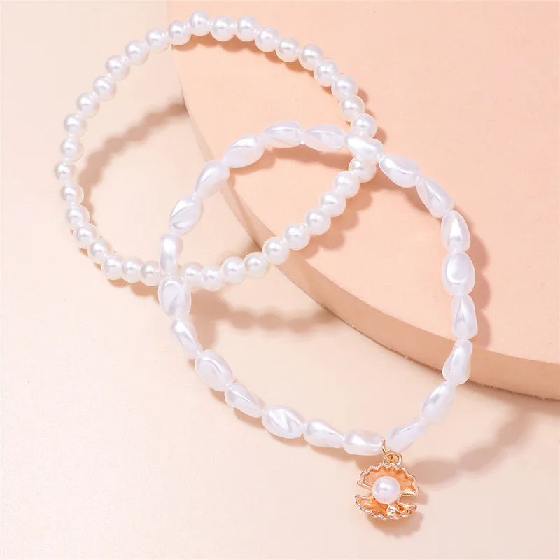 Aihua Hot Bohemia Simple Pearl Shell Anklet Chain for Women Classic Ankle Bracelet On Leg Foot Trendy Summer Beach Jewelry Gifts